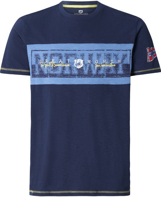 Jan Vanderstorm heren T-shirt - 72/74 - donkerblauw - Plus Size
