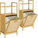 Casaria 2x Badkamerrek met Wasmand 70l Bamboe Badkamerkast 2 Legplanken Wassertreder