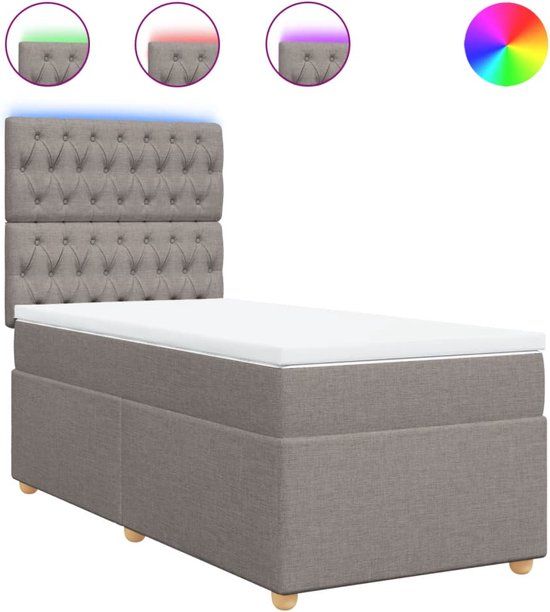 vidaXL Boxspring met matras stof taupe 100x200 cm