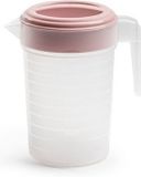 Plasticforte Waterkan met deksel - 1 liter - roze/transparant - kunststof