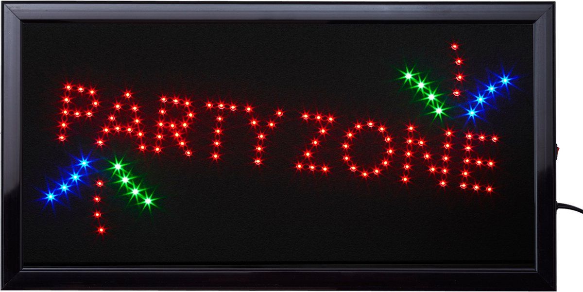 Cave & Garden Led bord - Led sign - Party zone - 50 x 25cm - Led verlichting - Bar Decoratie - Light box - led borden - Decoratie - LED - Led decoratie - Plastic - Blauw, groen, rood