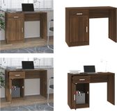 vidaXL Bureau met kast en lade 100x40x73 cm bewerkt hout bruineiken