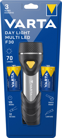 Varta Day Light Multi LED F30 - Zaklamp - Zwart/Zilver/Geel