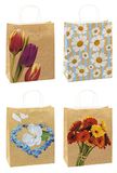 TSI 88312 Geschenkzakjes van kraftpapier bloemen, verpakking van 12, afmetingen: groot (BxDxH 26 x 12 x 32 cm, zonder handvat)