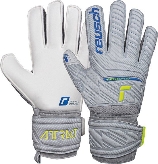 Reusch Attrakt Grip Finger Support Keepershandschoenen - Maat 8 - Met Fingersave - Blauw/Geel/Grijs