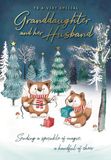 Piccadilly Greetings Kerstkaart voor een zeer speciale kleindochter en echtgenoot schattige vossen - 9 x 6 inch