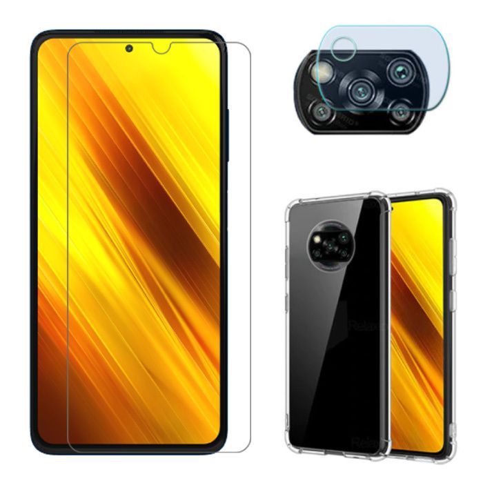 SGP Hybrid 3 in 1 Bescherming voor Xiaomi Poco X3 Pro - Screen Protector Tempered Glass + Camera Protector + Hoesje Case Cover