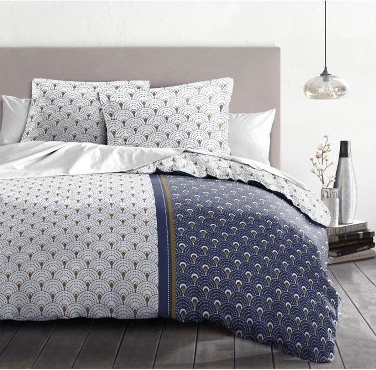 Home Linge Passion Regenboog dekbedovertrek - 220x240 cm - Blauw en wit