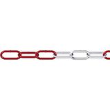 Dörner + Helmer Ronde stalen ketting, 6 mm dik, 15 m lengte, verzinkt staal, lange schakels, 160 kg draagkracht, rood/wit