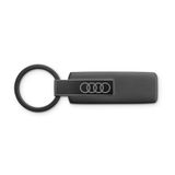 Audi 3182501810 Sleutelhanger, roestvrij staal, sleutelring, met Audi-ringen, embleem, zwart