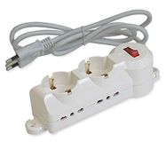 Meervoudige stekkerdoos 2 prese schuko + 4 prese biv. 10/16A Wit