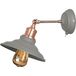 GTV Loret Wandlamp met schakelaar, diameter 20,6 cm, draaibare wandspot in grijs met messing detail, E27, IP20, 1-lichts verstelbare arm voor lees- en zonelicht in woonkamer en keuken