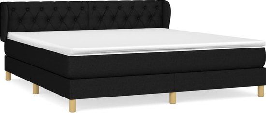 vidaXL Boxspring met matras stof zwart 160x200 cm