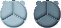 Liewood Stacy Zuignap Vakjesbord - 2 Stuks - Sea Blue / Whale Blue
