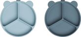 Liewood Stacy Zuignap Vakjesbord - 2 Stuks - Sea Blue / Whale Blue