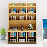 Merkloos Houten bureau-organizer, penhouder met grote capaciteit, opbergdoos, opbergrek voor kantoorbenodigdheden, thuis en schoolbenodigdheden (B15-Witte Esdoorn)