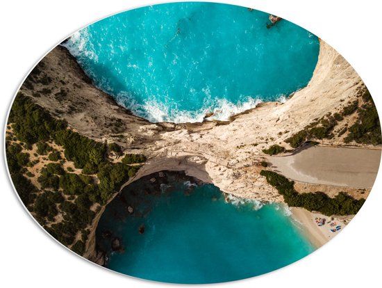 Merkloos / Sans marque PVC Schuimplaat Ovaal - Mediteraanse Cliffs - 68x51 cm - Forex - Landelijk