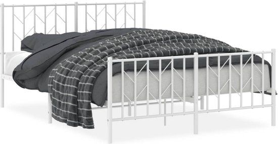 vidaXL Bedframe Metaal - Wit - 140x190 cm