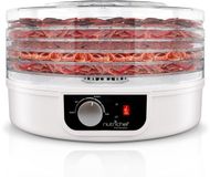 NutriChef Voedseldroger – 600 Watt – 5 Laags Droogmachine met Temperatuurcontrole tot 82°C – Rond Wit