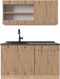 Vicco R-Line Eenpersoonskeuken – 140 cm, WB Antraciet Artisanaal eiken/Goudkraft eiken