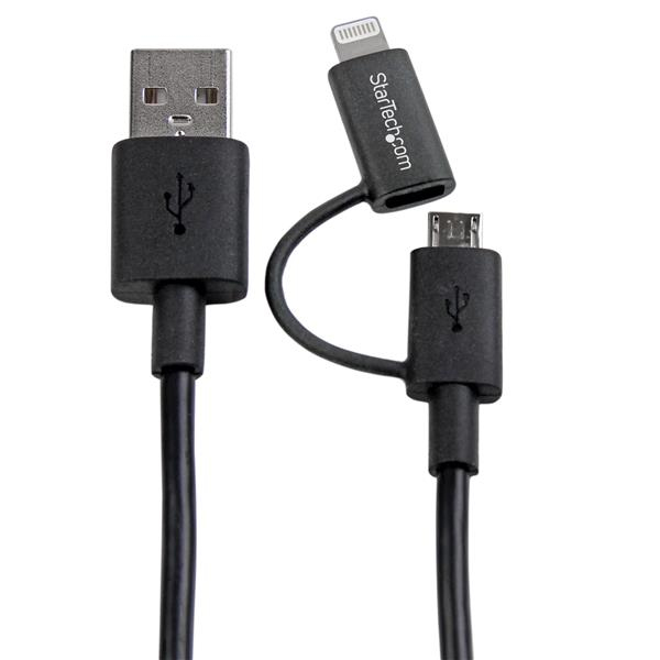 StarTech.com Apple Lightning of Micro USB naar USB kabel 1 m zwart