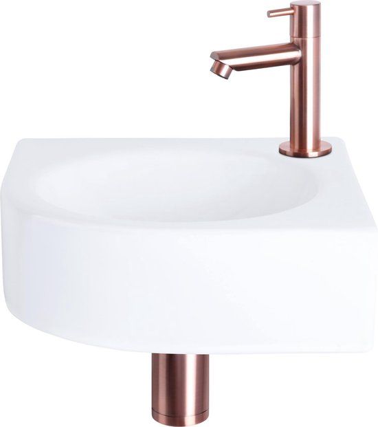 Differnz Cleo Fonteinset - 30x30cm - Wit - Rood Koper