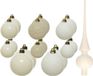 Decoris Boules de Noël - Set 26x boules de Noël en plastique - étoile en verre - blanc laine - mix 6, 8 et 10 cm