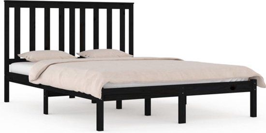 vidaXL Bedframe massief grenenhout zwart 200x200 cm