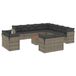 vidaXL 14-delige loungeset met kussens, polyrattan, grijs