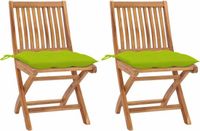 vidaXL Tuinstoelen 2 stuks met heldergroene kussens