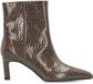 Manfield Bottines pour femme en cuir verni gris foncé avec talon et imprimé croco - Taille 36