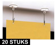 Merkloos / Sans marque Vkf Renzel B.V. Zelfklevende plafondhaak - 20x - met oog - kunststof - 3,9 cm - vlaggenlijnen en ophanghaken