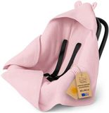 Totsy baby Mousseline babydeken – lichte ademende inbakerdeken autostoel met capuchon voor de zomer – temperatuurregulerend voor kinderwagen en pasgeborene 90×90 cm Poederroze Oeko-Tex