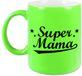 Bellatio Decorations Bol Super mama tekst cadeau mok / beker - neon groen - 330 ml - Moederdag / verjaardag