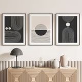 Boho Lot de 3 affiches / posters triptyque - 50x70 cm (cadres non fournis) - bordure noire