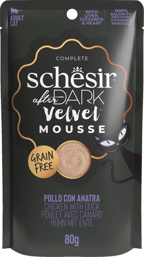 Schesir Ad Velvet Kat Kip & Eend - 12 x 80 gr - Malanico