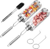 Merkloos Rollende BBQ grillmand - Afneembaar handvat - Groot - Camping - Vlees en groente - Zilver - RVS