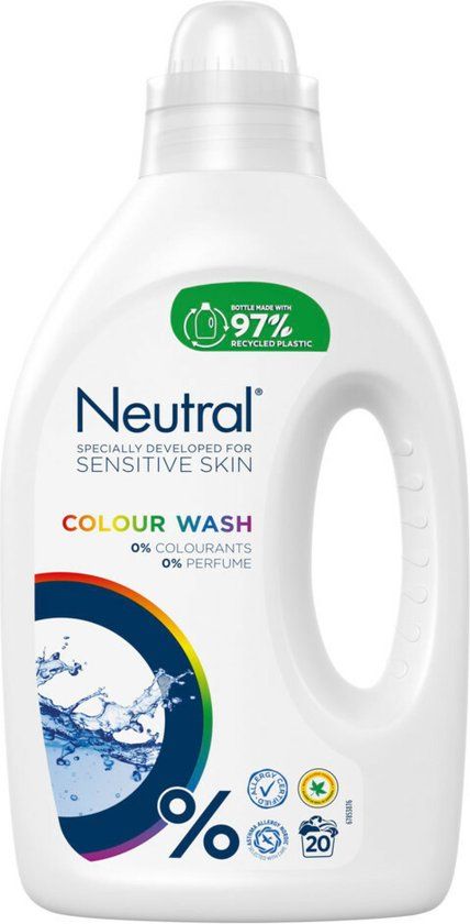 Neutral 0% Parfumvrije Wasmiddel Kleur - 20 wasbeurten - 1L