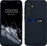 kwmobile telefoonhoesje geschikt voor Samsung Galaxy A55 5G - TPU case met pasjeshouder - Donkerblauw
