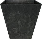 Artstone Ter Steege Bloempot/plantenpot - vierkant - gerecycled kunststof - zwart - D25 en H25 cm