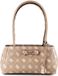 GUESS Carrie Logo Girlfriend Shoulder Satchel Bag Biscotti Logo Taupe