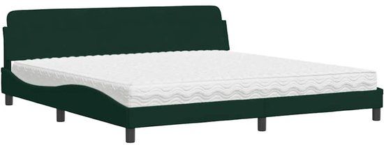vidaXL Bed met matras fluweel donkergroen 200x200 cm