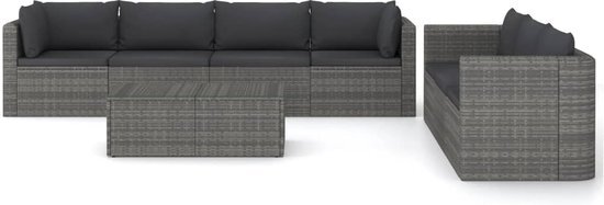 vidaXL 8-delige Loungeset met kussens poly rattan grijs