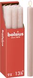 Bolsius - Rustieke Dinerkaarsen - Roze - 9 stuks - 13 branduren - 27 cm