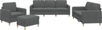 vidaXL 4-delige Loungeset met kussens stof donkergrijs