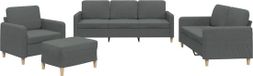 vidaXL 4-delige Loungeset met kussens stof donkergrijs