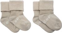 KipKep Blijf-Sokjes - Cookie - 6-12 maanden - baby sokjes - 2 paar - biologisch katoen - beige
