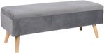 Merkloos Relaxdays Zitbank met opbergruimte - 40x110x40 cm - fluweel - donkergrijs