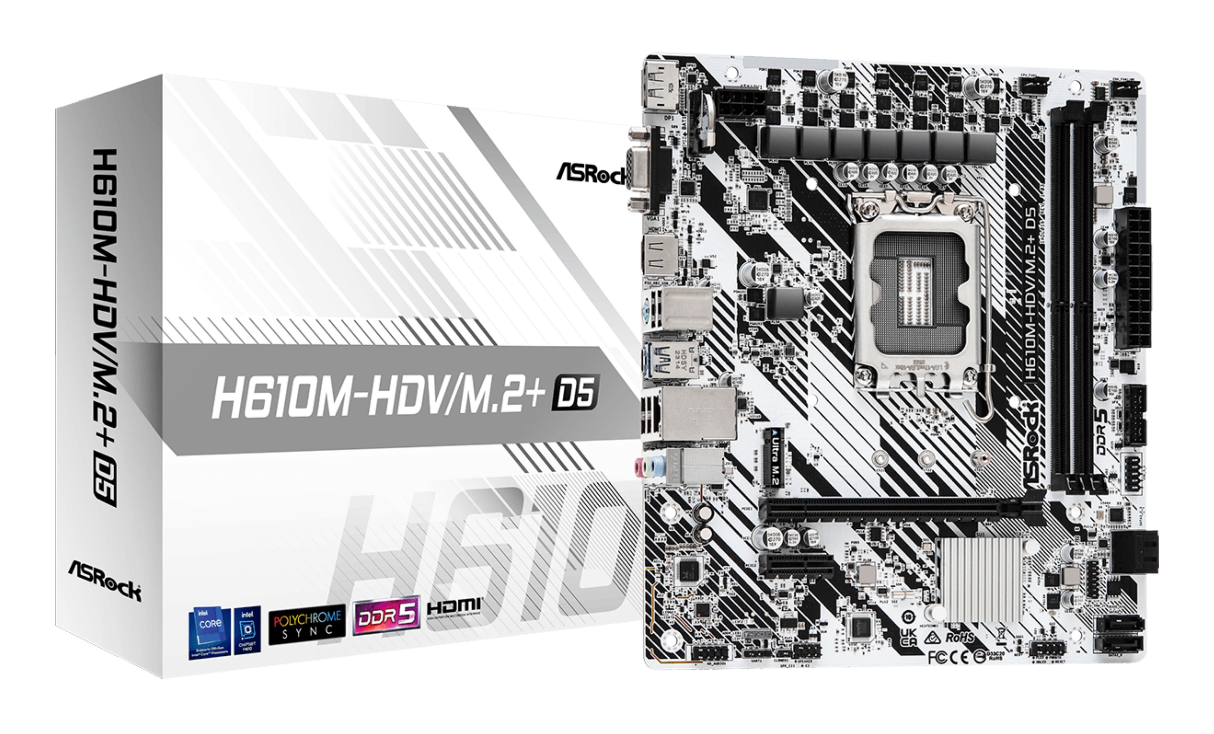 ASRock H610M-HDV/M.2+ D5 - Micro ATX Motherboard - Intel H610 - LGA 1700 - DDR5