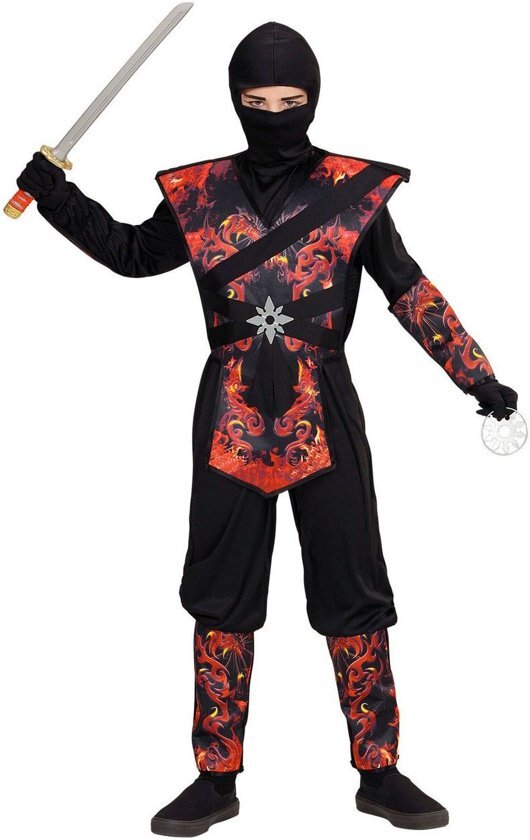 Widmann Ninja & Samurai Kostuum Ninja Vlammende Draak Dojo Jongen Maat 158 Carnaval kostuum Verkleedkleding